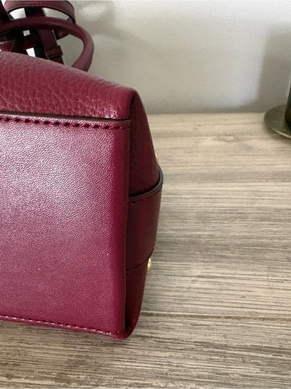 Michael Kors Kiri Burgundy Pebbled Leather Dome Satchel